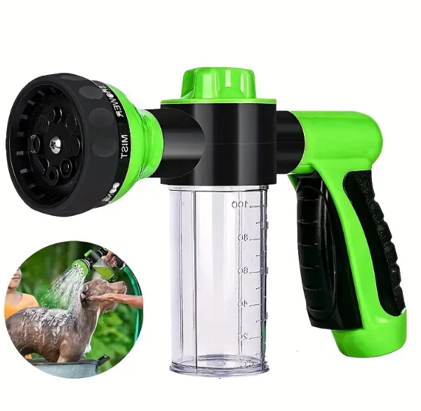 WoofWash: Pet Wash; Outdoor, High-Pressure Pet Shower Sprayer, Brush, and Pet Grooming Comb For Pet Bathing